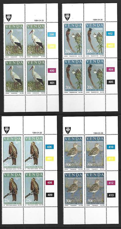 Venda - SACC 92 - 95 - Migratory birds - Set of **mint controls