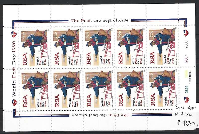 RSA - Full **Mint Sheet - SACC 980 - World post say 1996