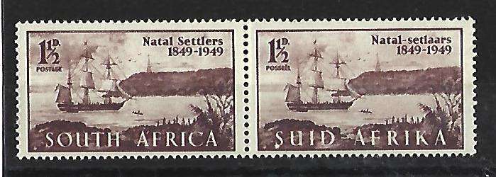 Union of SA- SACC 126 - Natal Settlers- Variety - Pennant flow on "S"