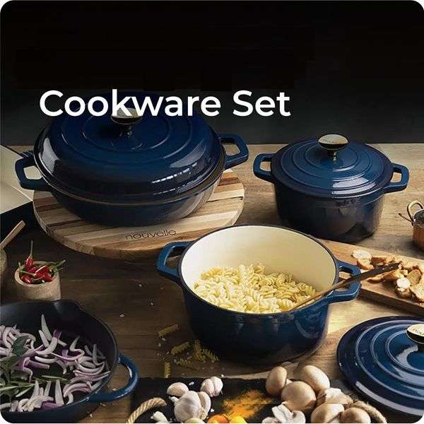 Durable Vintage Cast Iron Cookware Set Blue