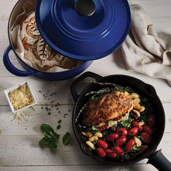Durable Vintage Cast Iron Cookware Set Blue