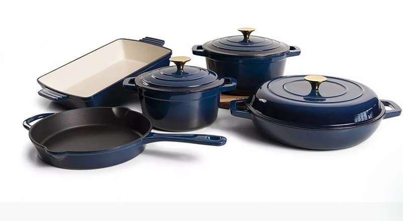 Durable Vintage Cast Iron Cookware Set Blue