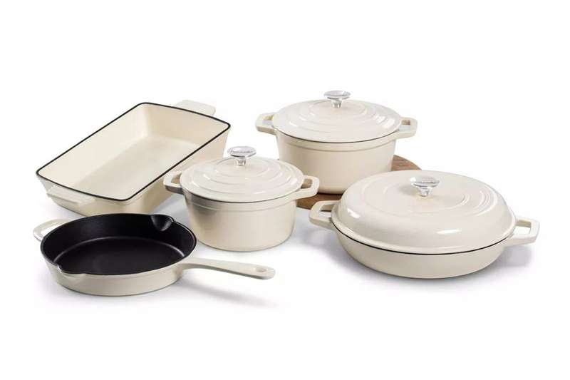 Durable Vintage Cast Iron Cookware Set - White
