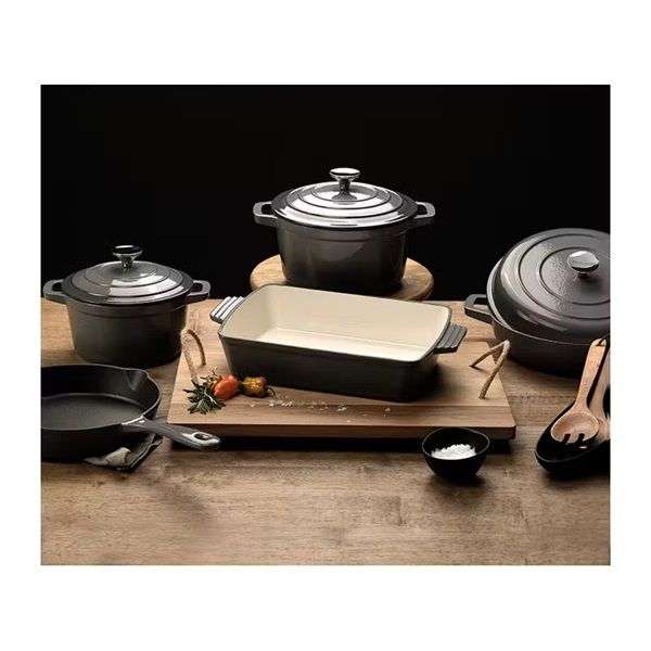 Durable Black Cast Iron Casserole Dish Set