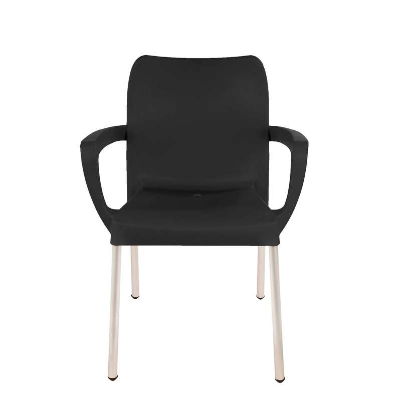 Set of 6 Heavy Duty Black Bistro Chairs with Armrests