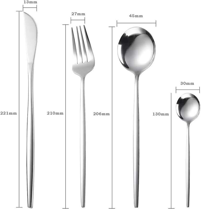 Luxury Dinner Cutlery Set -24 Piece - Silver