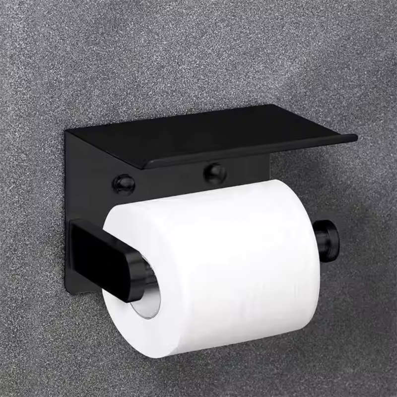 Wall-Mounted Toilet Paper Holder with Shelf
