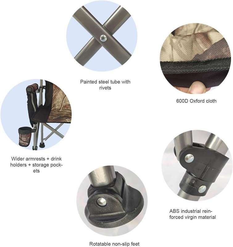 Foldable Portable Camping Chair With Cup Holder And Side Pocket