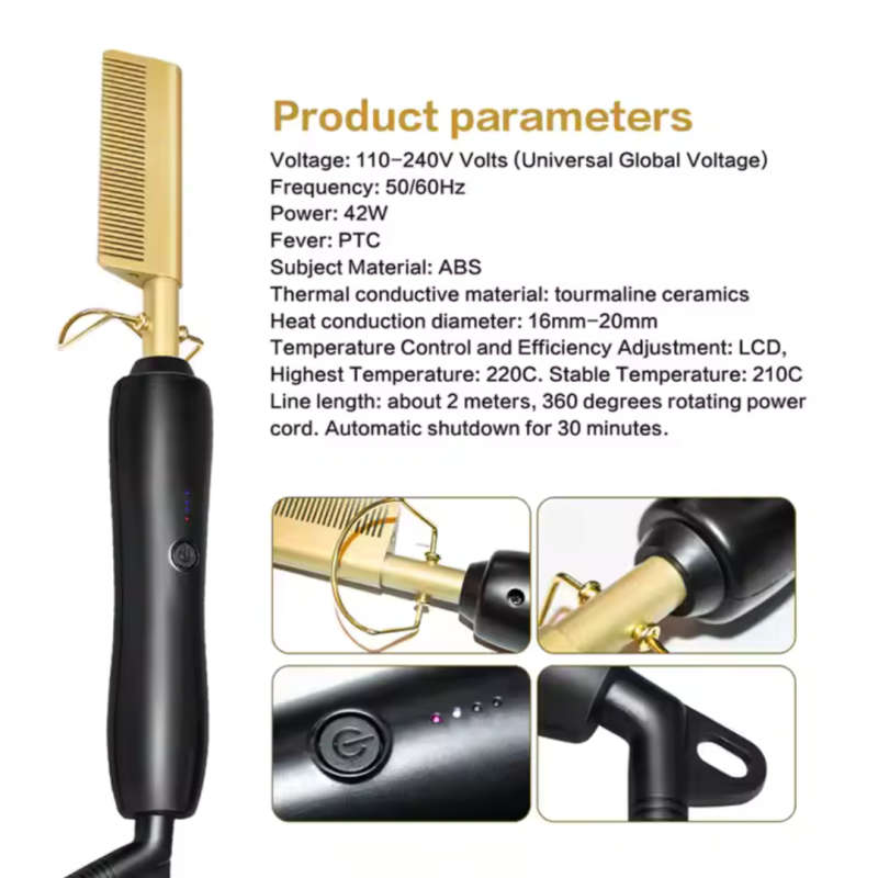Electric Heated Hair Straightening Comb