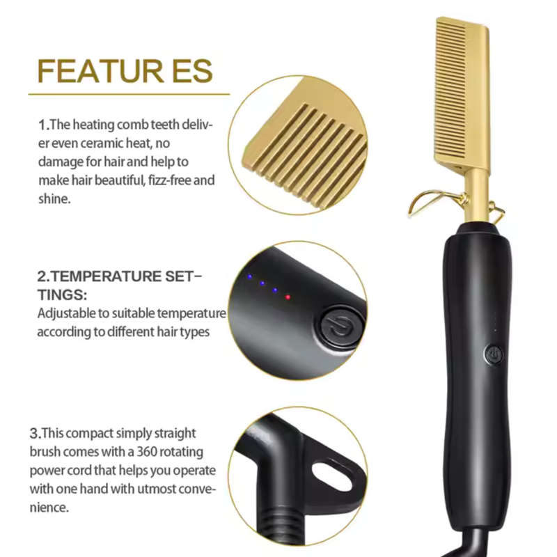 Electric Heated Hair Straightening Comb