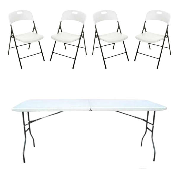 Heavy Duty Folding Table and 4 Heavy Duty Folding Chairs set