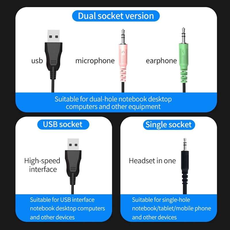 USB computer wired gaming headset with microphone