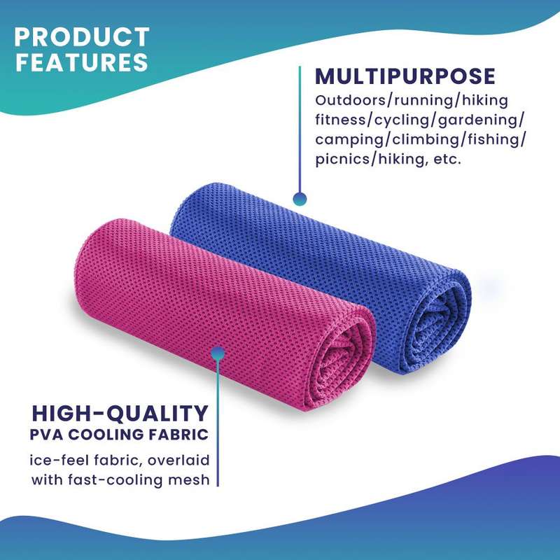 Pulse Active Multipurpose Cooling Fitness Towel | Set of 2 - Pink & Blue