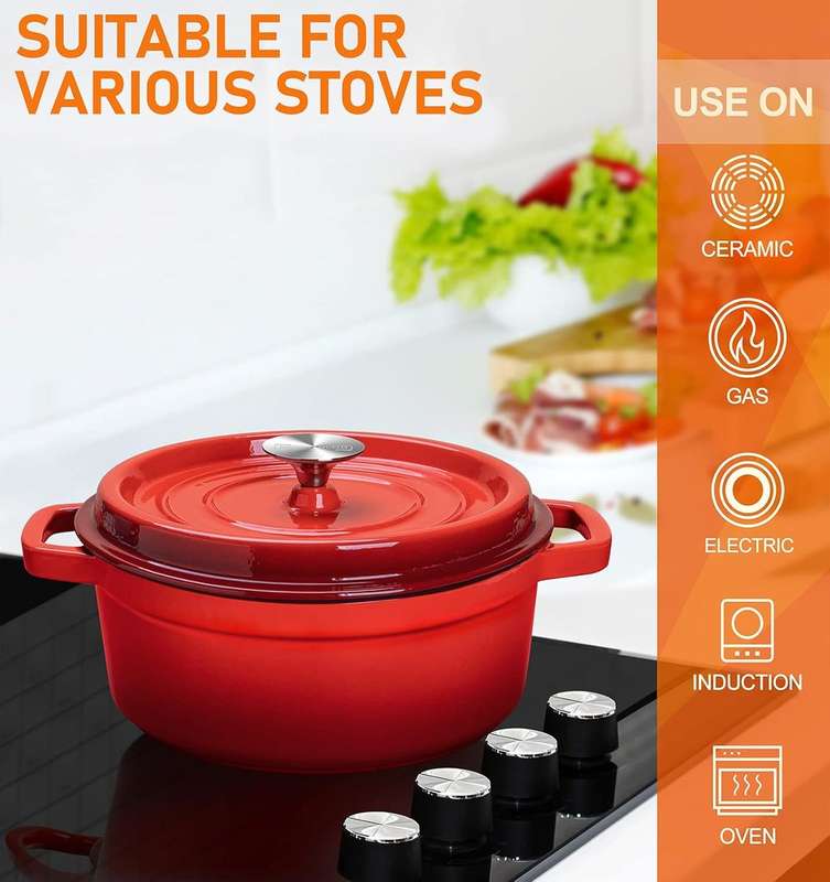 Enameled Cast Iron Dutch Oven Pot with Lid