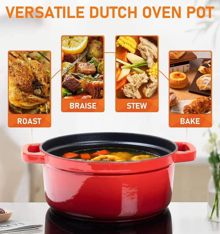 Enameled Cast Iron Dutch Oven Pot with Lid