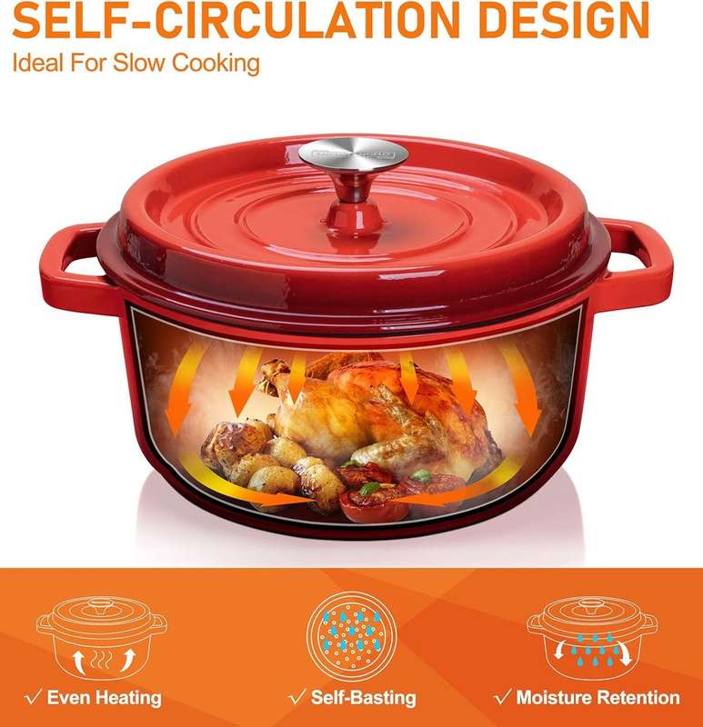 Enameled Cast Iron Dutch Oven Pot with Lid