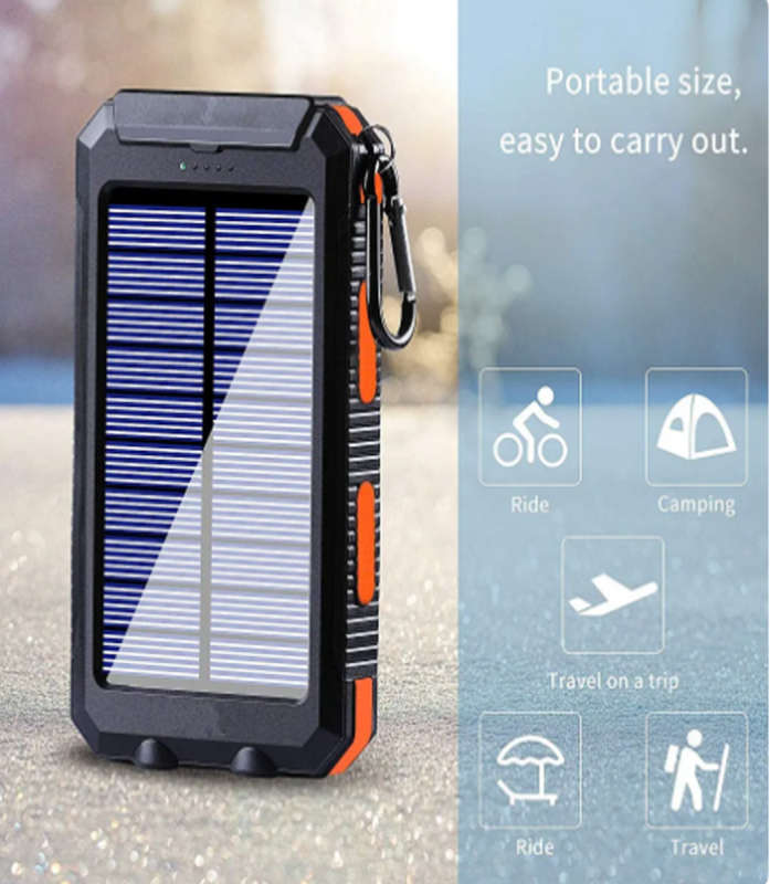 Solar Charger Power Bank Portable Phone Charger & LED Flashlight - AT-77