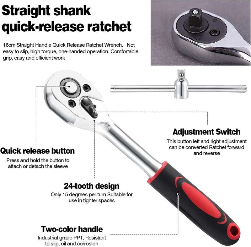 24 Piece Professional Socket Wrench , Socket Set Combination