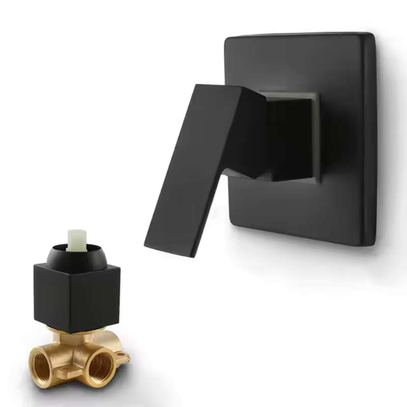 Elegant Wall-Mounted Matte Black Shower Mixer Tap