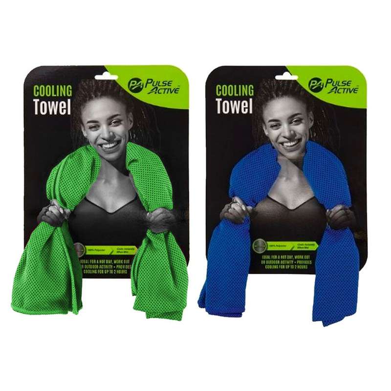 Pulse Active Multipurpose Cooling Fitness Towel | Set of 2 - Green & Blue