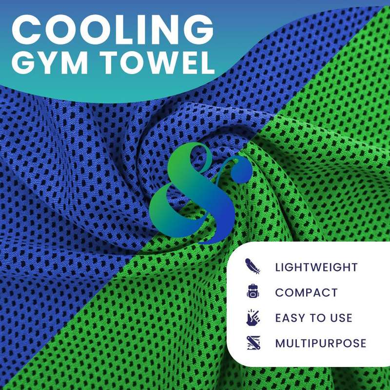 Pulse Active Multipurpose Cooling Fitness Towel | Set of 2 - Green & Blue