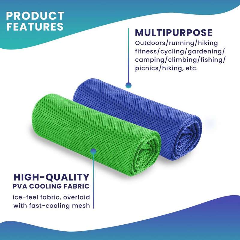 Pulse Active Multipurpose Cooling Fitness Towel | Set of 2 - Green & Blue