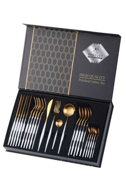 Luxury Dinner Cutlery Set -24 Piece - White