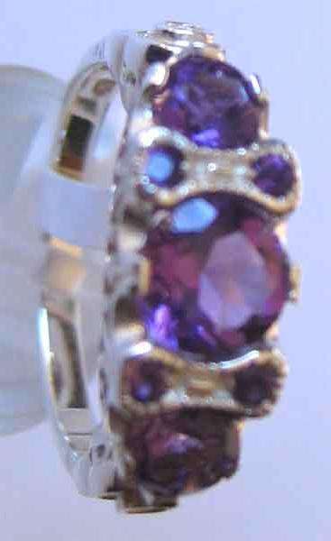 925 Sterling Silver and Genuine Amethysts Ring