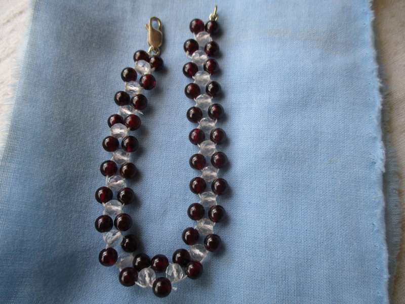 925 Sterling Silver , Crystals and Garnets Bracelet