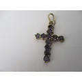 9Ct Gold and Iolite Pendant / cross