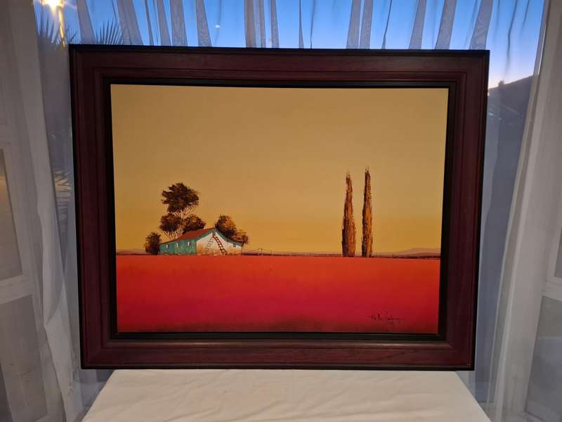 Nic Van Rensburg  Large painting, autumn colours,farmhouse landscape