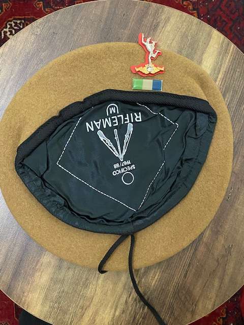 South African Corps Signals Beret, badge and bar. Original