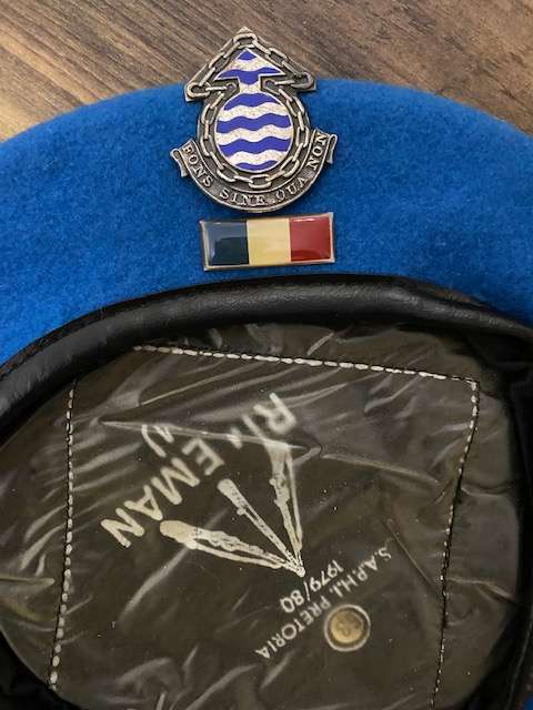 SADF Ordnance Service Corps Beret, badge and bar. Original.