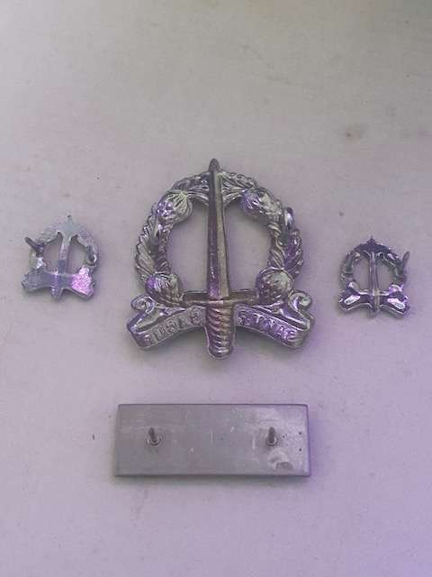 Military Police cap badge with Bar and collar badges, All Pins