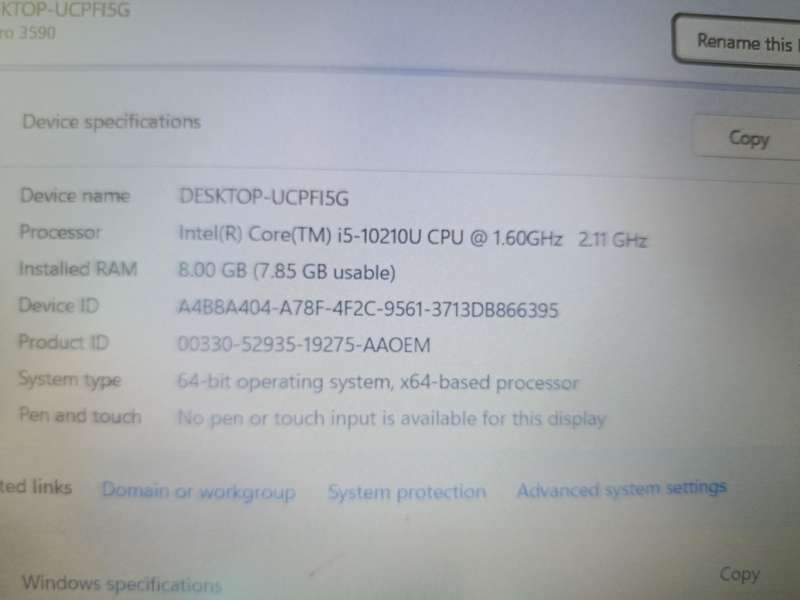 Dell Core i5-10th Gen 8gb Ram 256 Solid State Drive