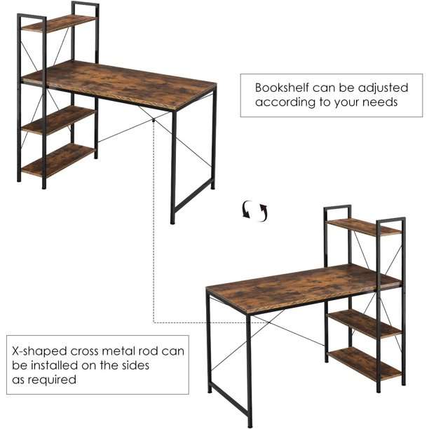 GOF Furniture  Ezra Computer Desk with Storage Shelves