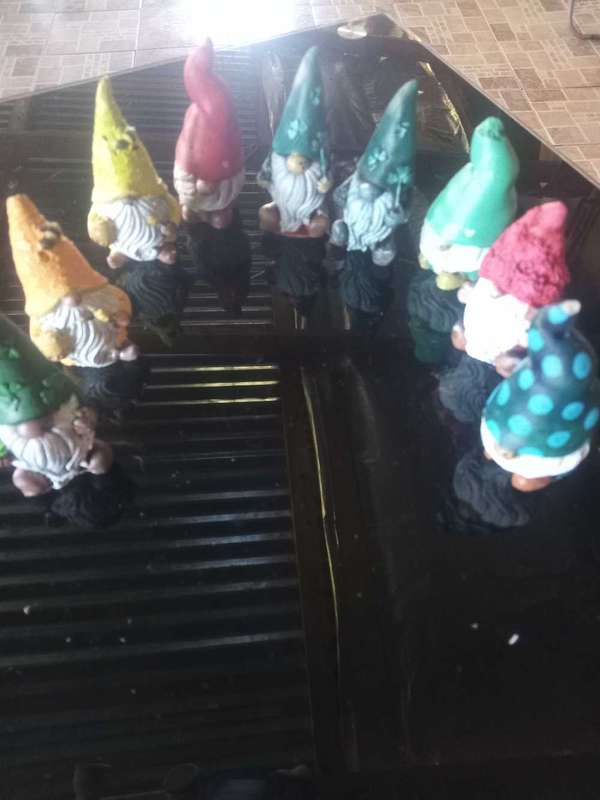 Assortment of miniature cement garden and home gnomes and ornaments(Lot1)