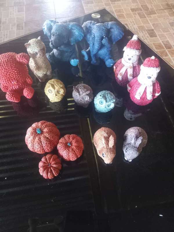 Assortment of miniature cement garden and home gnomes and ornaments(Lot1)