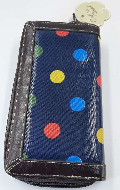 COTTON ROAD PURSE!!#DOUBLE ZIP IN BLUE AND DOTS##