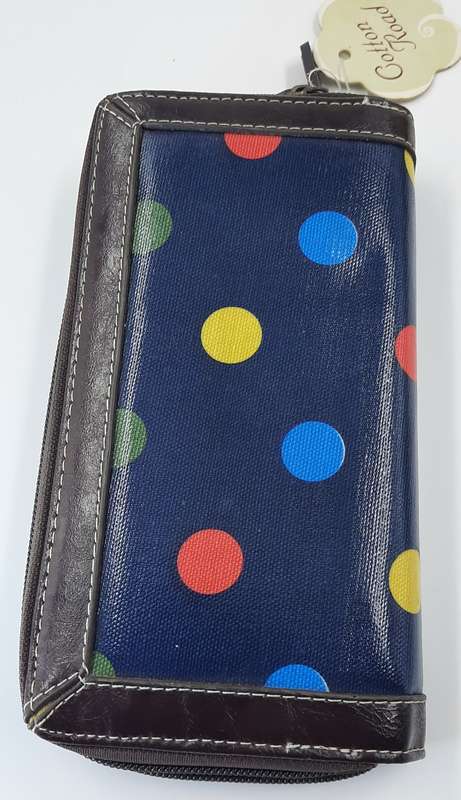 COTTON ROAD PURSE!!#DOUBLE ZIP IN BLUE AND DOTS##