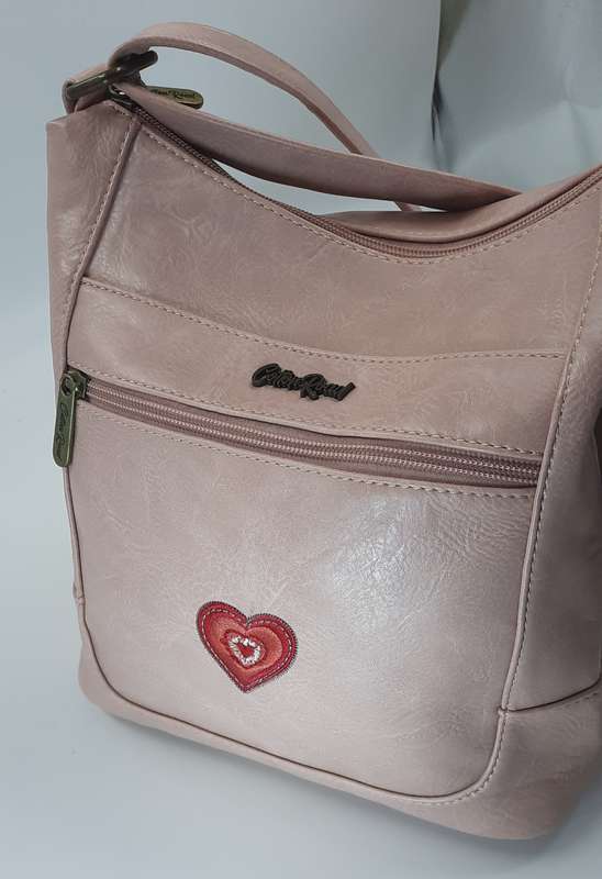 Cotton Road shoulder sling in PINK with heart design! Stunning and sophisticated!