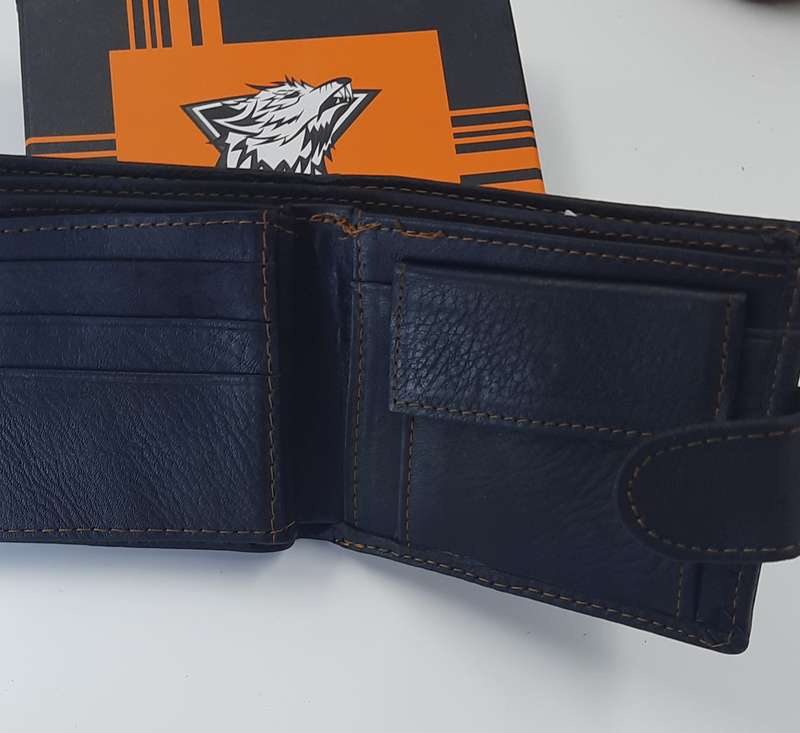 Genuine Cowhide Leather Wallet with Motor Bike Engraving, Black Color