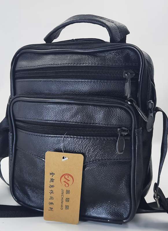 Genuine Cowhide Leather Men's/Ladies Unisex Crossbody Shoulder Bag with Adjustable Strap.
