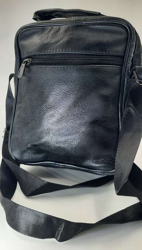 Genuine Cowhide Leather Men's/Ladies Unisex Crossbody Shoulder Bag with Adjustable Strap.