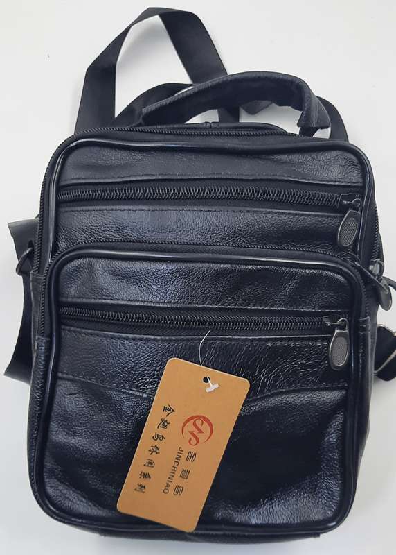Genuine Cowhide Leather Men's/Ladies Unisex Crossbody Shoulder Bag with Adjustable Strap.