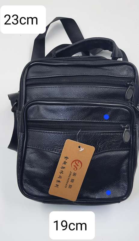 Genuine Cowhide Leather Men's/Ladies Unisex Crossbody Shoulder Bag with Adjustable Strap.