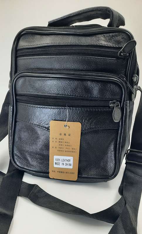 Genuine Cowhide Leather Men's/Ladies Unisex Crossbody Shoulder Bag with Adjustable Strap.
