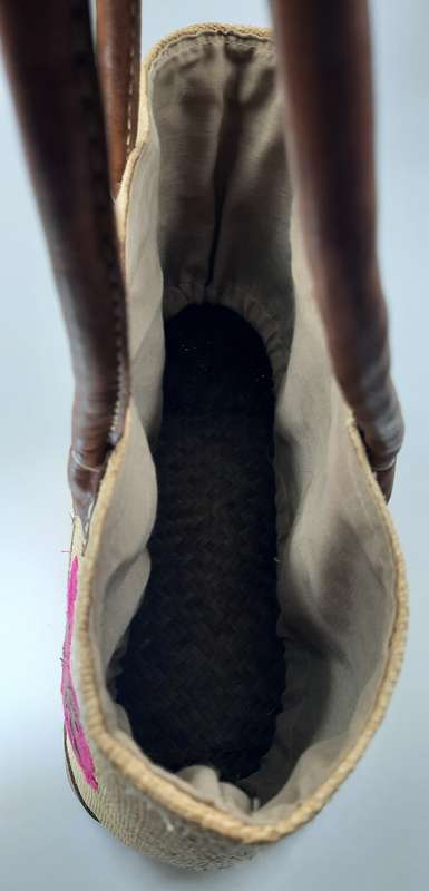 Madagascan Raffia tote bag!Beige and pink!