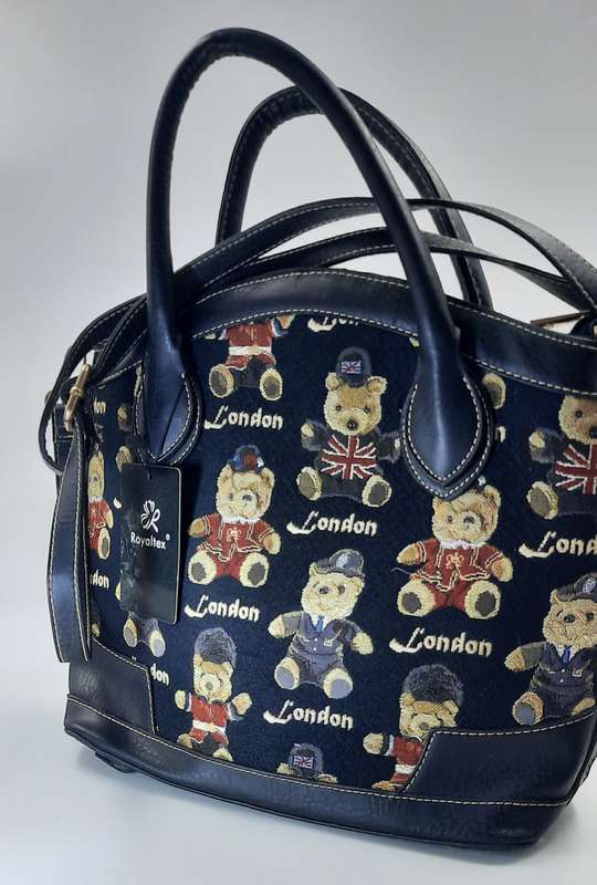 Shoulder bag by ROYALTEX .Black with BEAR print!PLEASE READ BEFOTRE BIDDING!