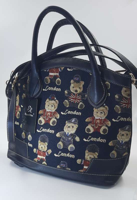 Shoulder bag by ROYALTEX .Black with BEAR print!PLEASE READ BEFOTRE BIDDING!